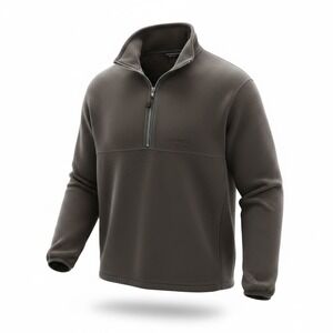 GH Bass Mens XL Brown Fleece Quarter Zip Pullover Jacket Made in USA Outdoor